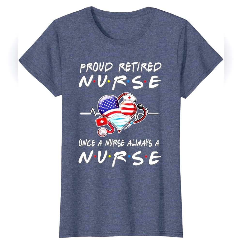 Nursing Retiree Scoop Neck Short Sleeve Cotton Stretch Tshirt RN LPN Friends NWT - Picture 8 of 11